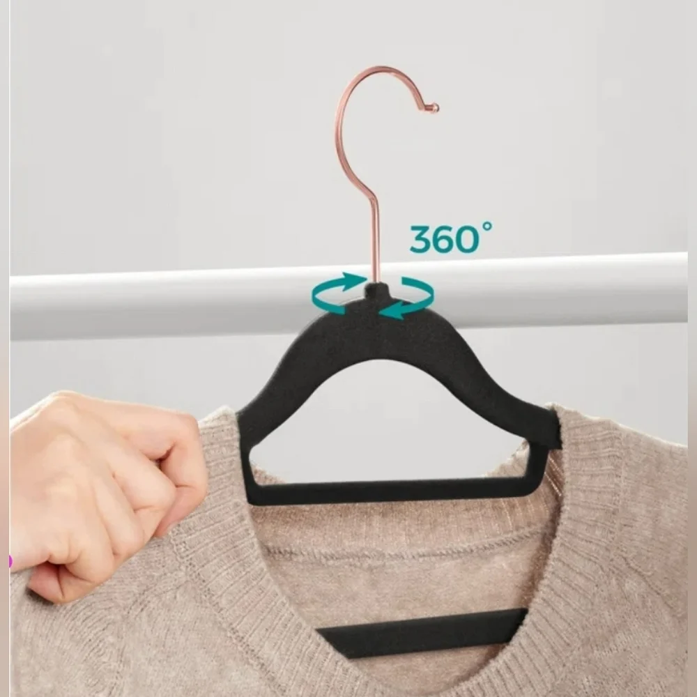 Hangers 18 Pack -Black Velvet Non-Slip Rose gold hook